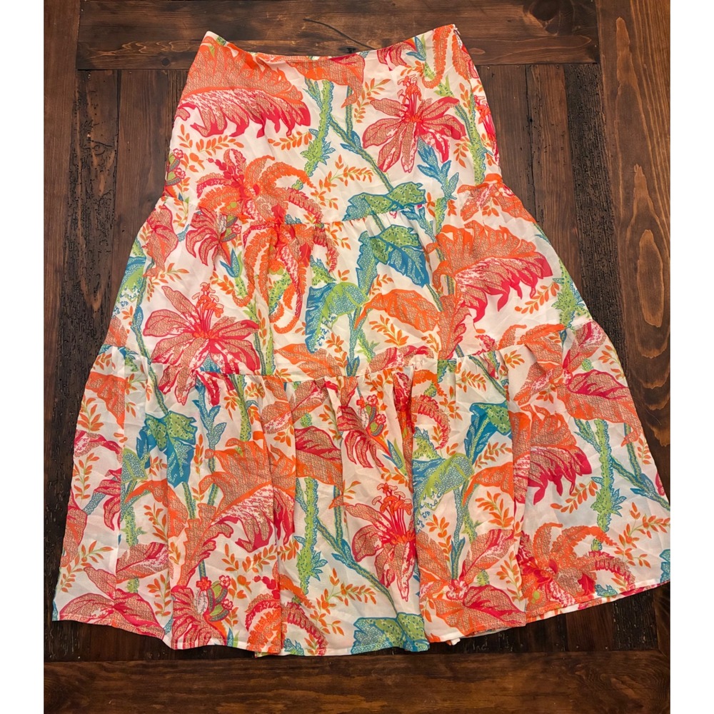 Gretchen Scott Ipanema Goddess Palm Maxi Skirt Women Large Luxury Tropical Long